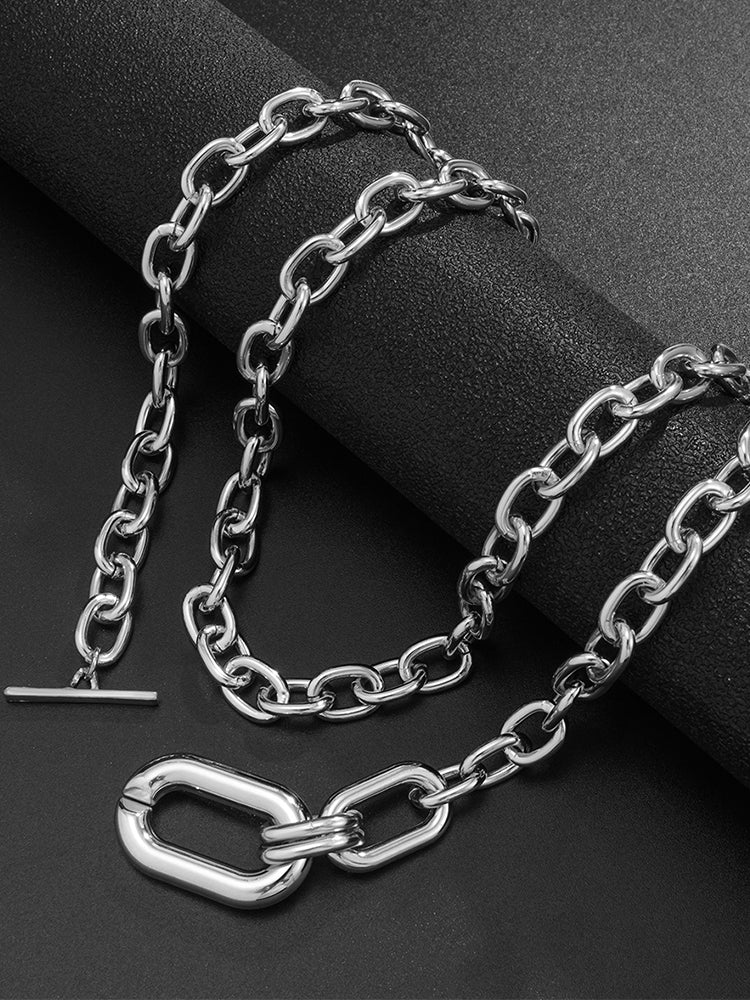 Punk Style Buckle Stacked Necklace